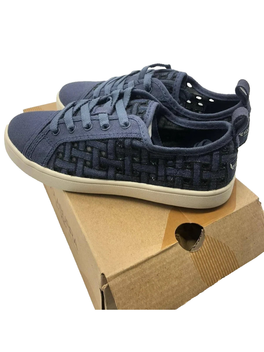 NEW Koolaburra By Ugg Womens Blue Woven Kellen Denim Sneakers Shoes 38.5= US 7.5
